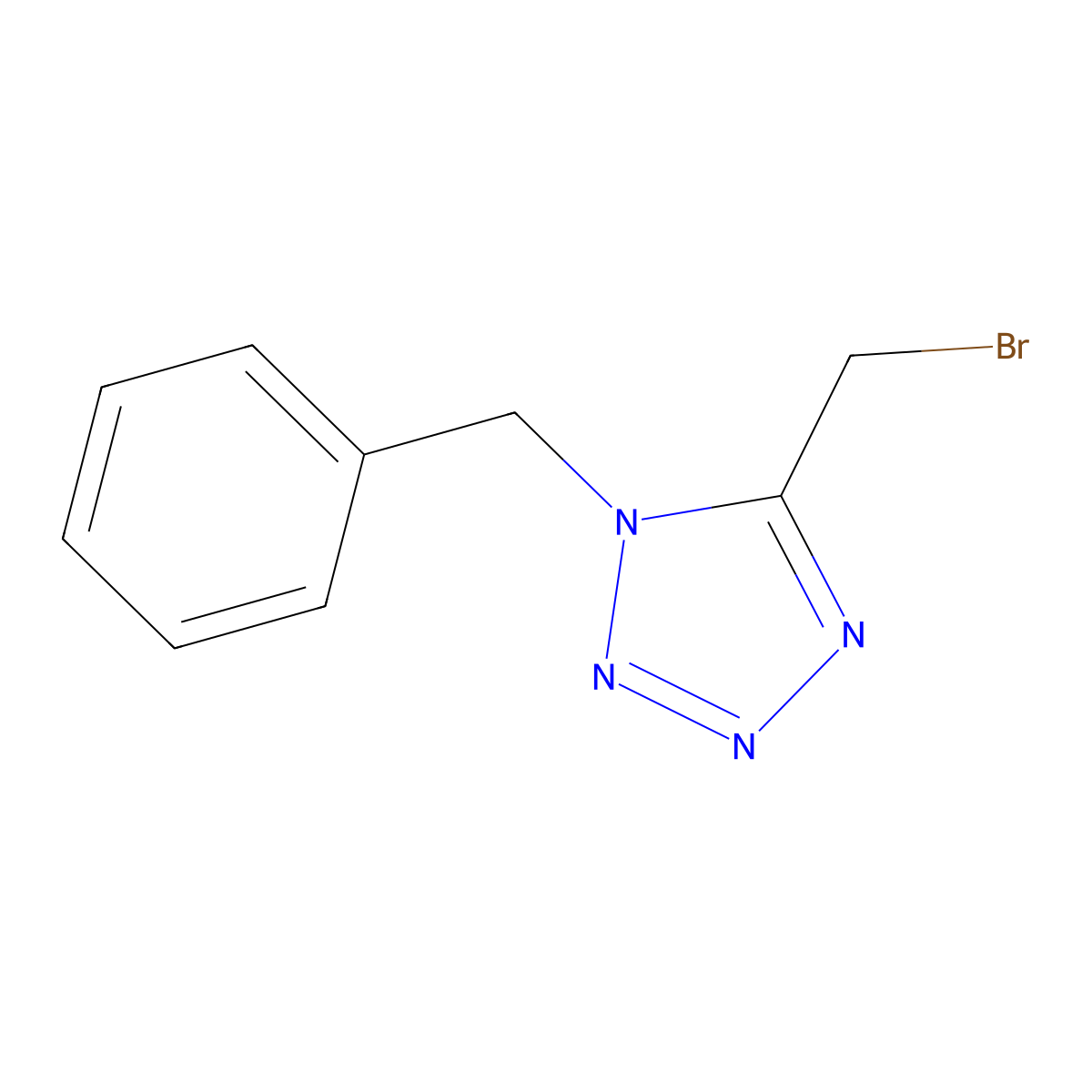 1-benzyl-5-(bromomethyl)-1H-1,2,3,4-tetrazole molecular structure, CAS 1201685-29-1