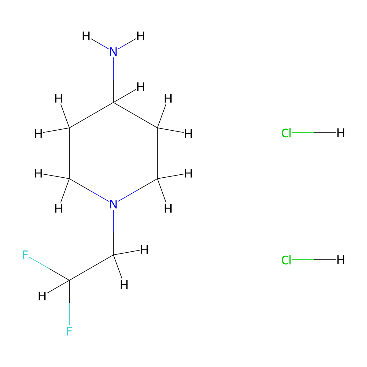 1-(2,2-Difluoroethyl)piperidin-4-amine dihydrochloride molecular structure, CAS 1201694-08-7