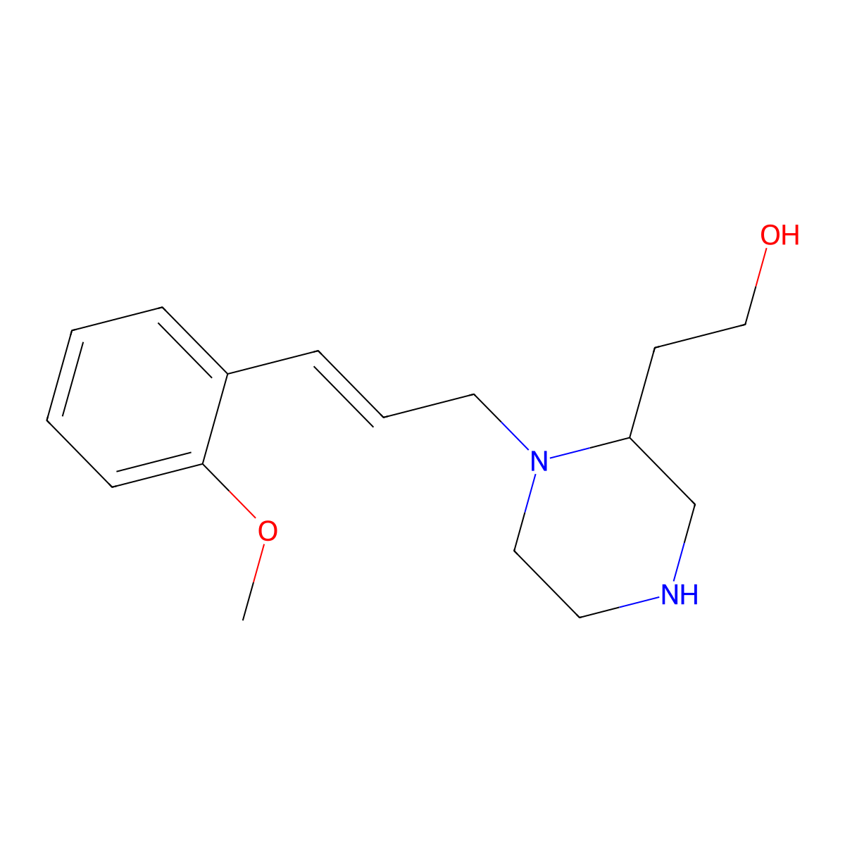 1-[3-(2-Methoxyphenyl)-2-propen-1-yl]-2-piperazineethanol molecular structure, CAS 1201769-45-0