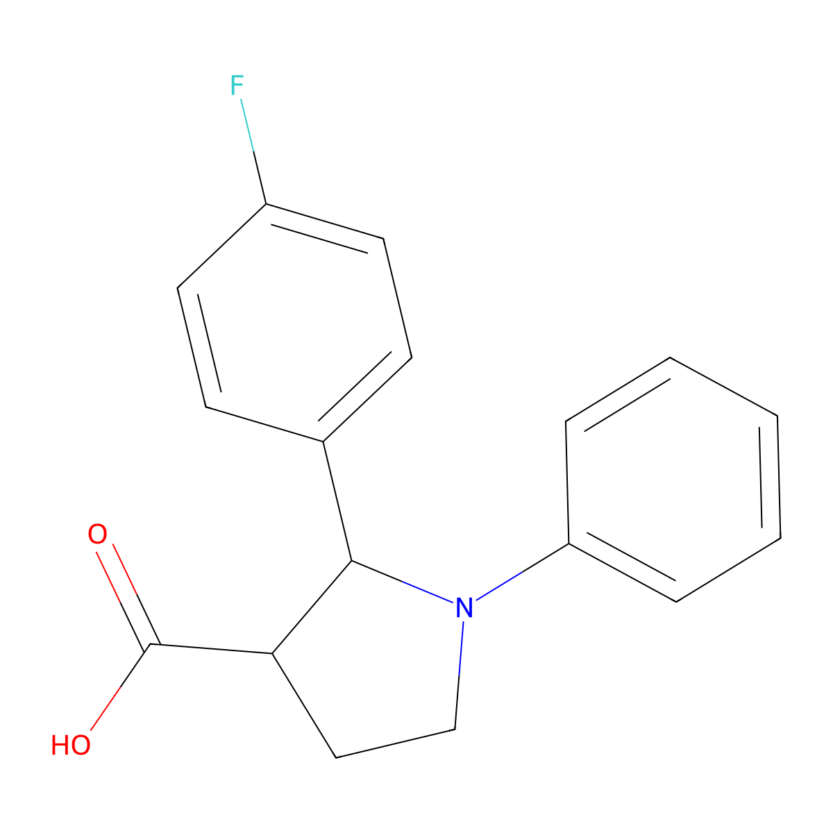 2-(4-Fluorophenyl)-1-phenylpyrrolidine-3-carboxylic acid molecular structure, CAS 1201784-77-1
