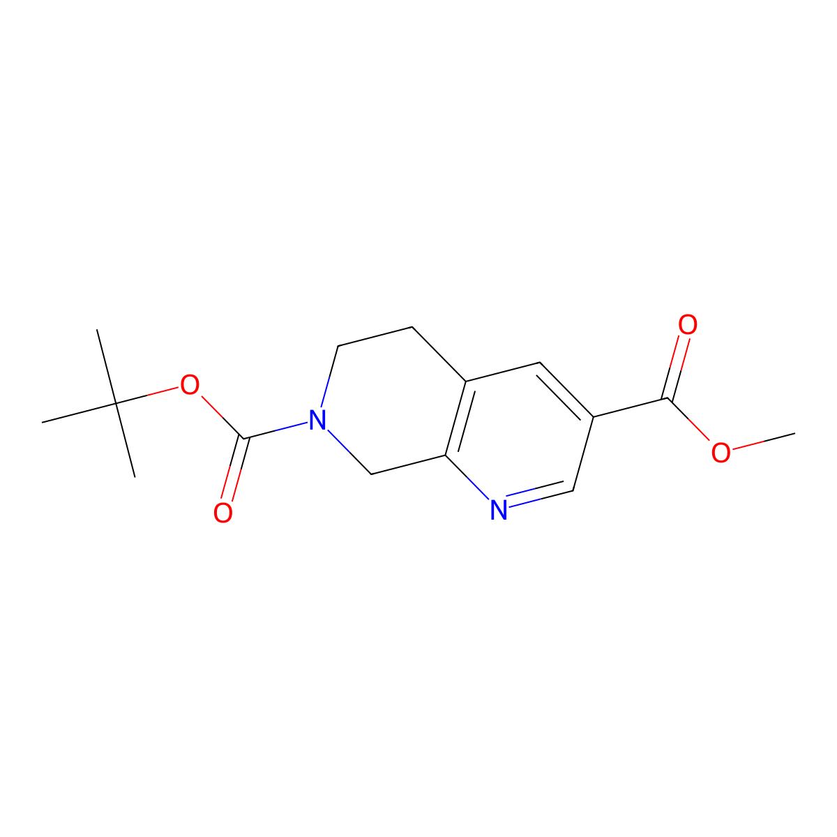 7-Tert-butyl 3-methyl 5,6-dihydro-1,7-naphthyridine-3,7(8H)-dicarboxylate molecular structure, CAS 1201784-86-2