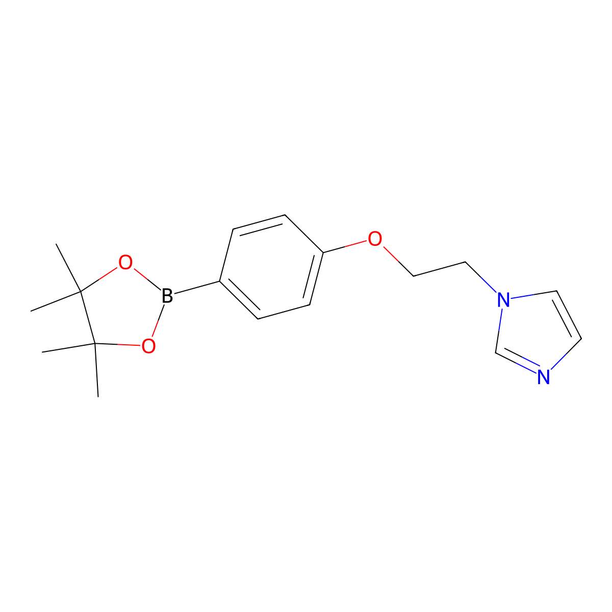 1-(2-(4-(4,4,5,5-tetramethyl-1,3,2-dioxaborolan-2-yl)phenoxy)ethyl)-1H-imidazole molecular structure, CAS 1201790-12-6