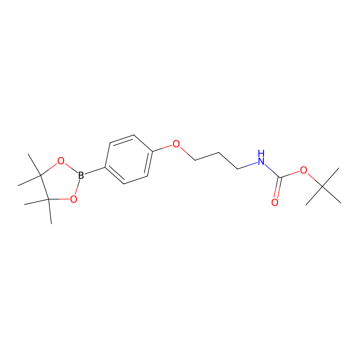 (3-[4-(4,4,5,5-Tetramethyl-[1,3,2]dioxaborolan-2-yl)-phenoxy]-propyl)-carbamic acid tert-butyl ester molecular structure, CAS 1201790-19-3