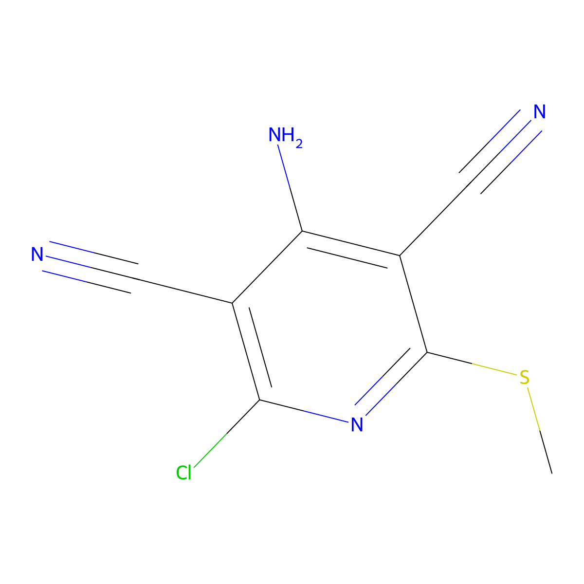 4-Amino-2-chloro-6-(methylthio)-3,5-pyridinedicarbonitrile molecular structure, CAS 1201791-25-4