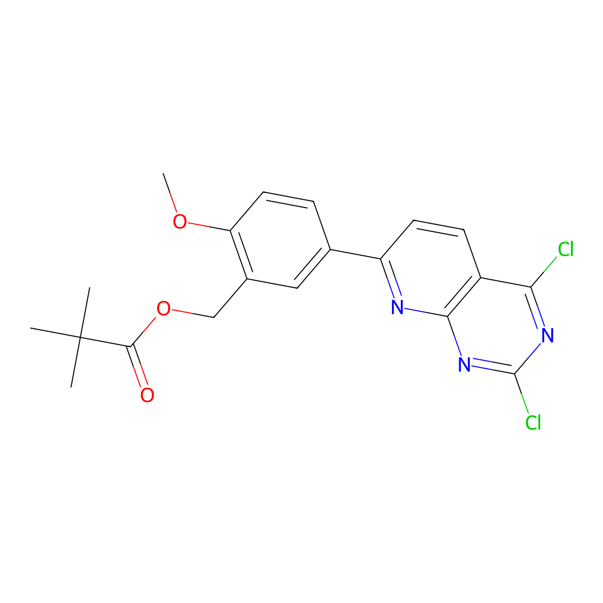 (5-{2,4-Dichloropyrido[2,3-d]pyrimidin-7-yl}-2-methoxyphenyl)methyl 2,2-dimethylpropanoate molecular structure, CAS 1201798-97-1