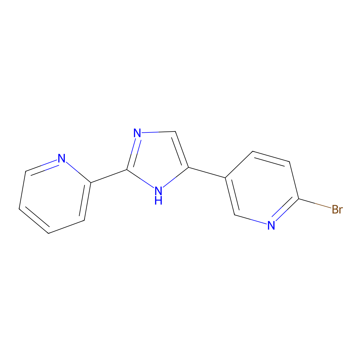 2-bromo-5-(2-(pyridin-2-yl)-1H-imidazol-4-yl)pyridine molecular structure, CAS 1201802-61-0