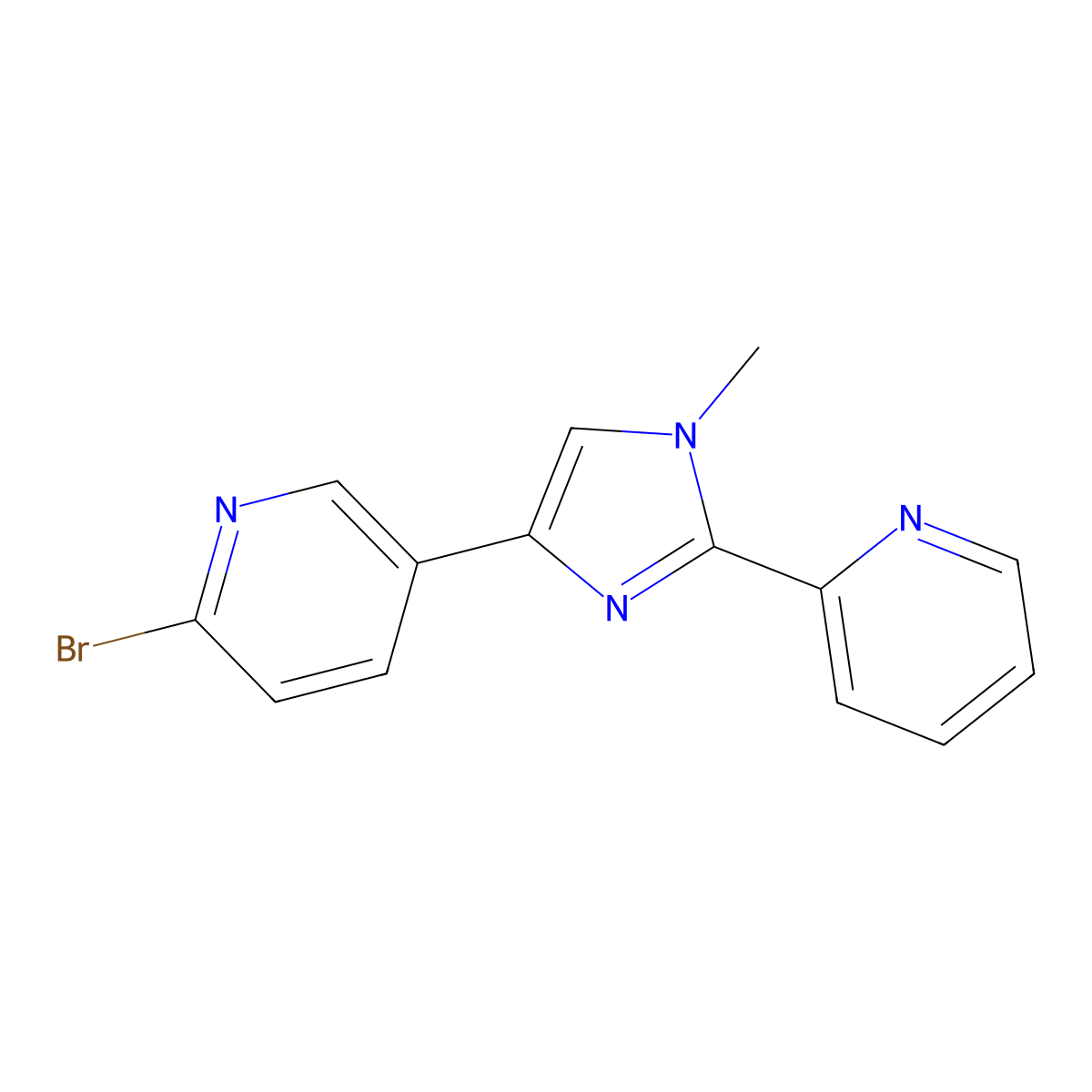 2-Bromo-5-(1-methyl-2-(pyridin-2-yl)-1H-imidazol-4-yl)pyridine molecular structure, CAS 1201802-66-5
