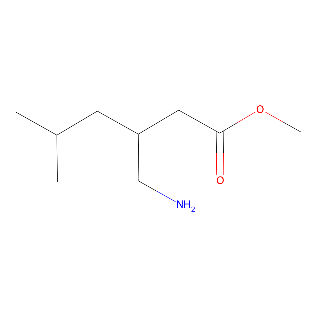 Methyl 3-(aminomethyl)-5-methylhexanoate molecular structure, CAS 1201805-54-0