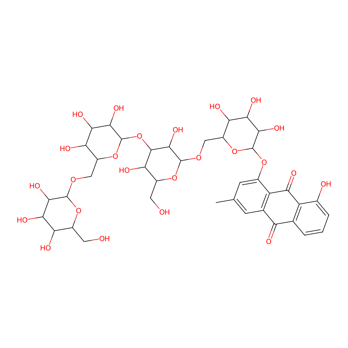 Chrysophanol tetraglucoside molecular structure, CAS 120181-08-0