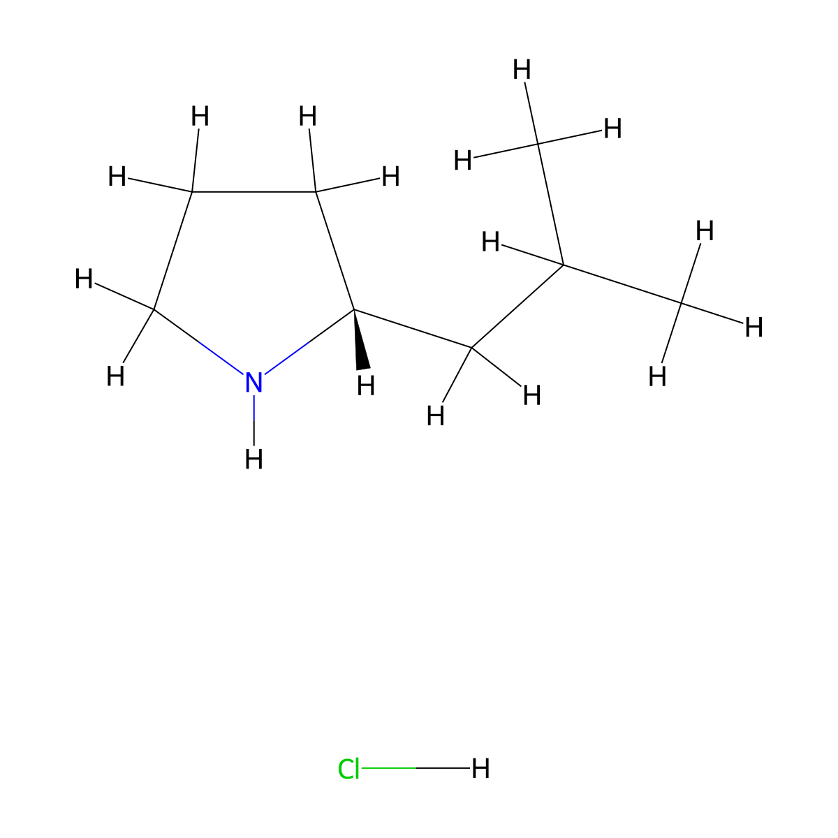 (2R)-2-isobutylpyrrolidine hydrochloride molecular structure, CAS 1201824-07-8