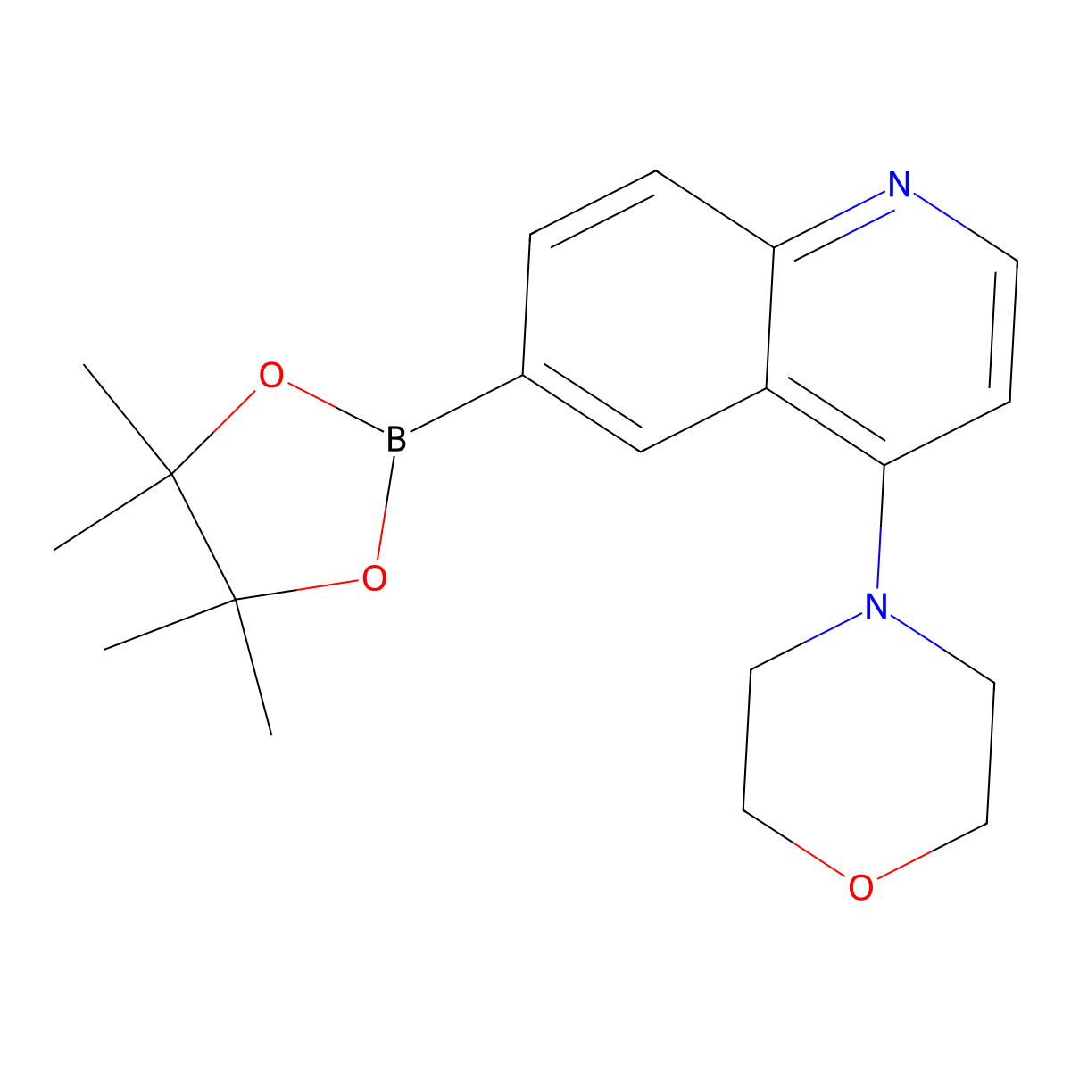 4-(6-(4,4,5,5-Tetramethyl-1,3,2-dioxaborolan-2-yl)quinolin-4-yl)morpholine molecular structure, CAS 1201844-71-4