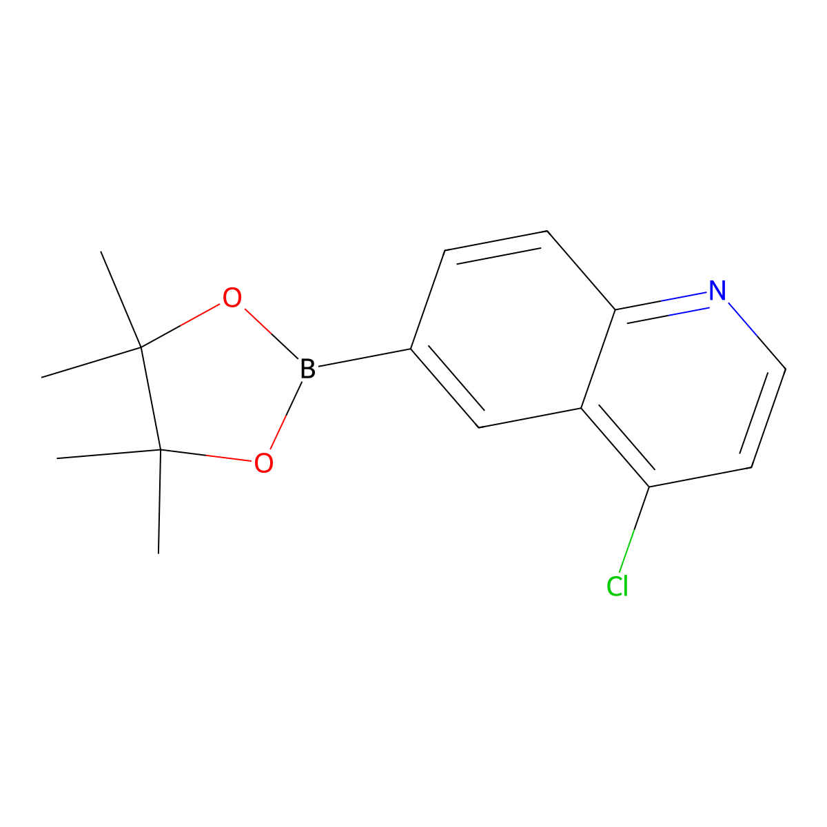4-Chloro-6-(4,4,5,5-tetramethyl-1,3,2-dioxaborolan-2-yl)quinoline molecular structure, CAS 1201844-73-6