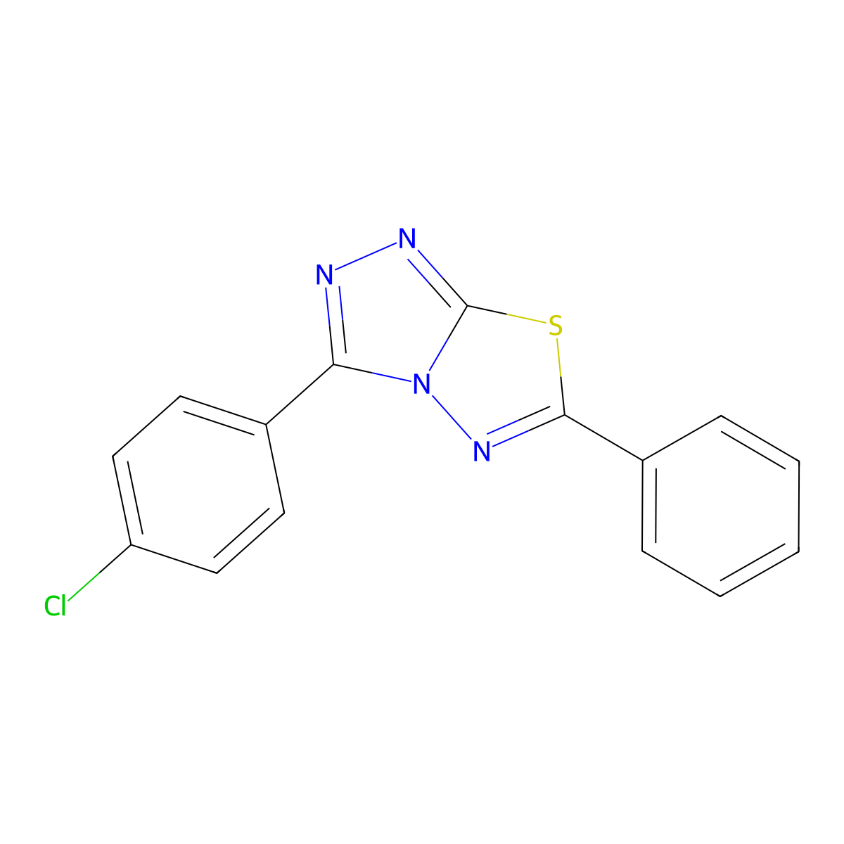 3-(4-Chlorophenyl)-6-phenyl[1,2,4]triazolo[3,4-b][1,3,4]thiadiazole molecular structure, CAS 120187-04-4