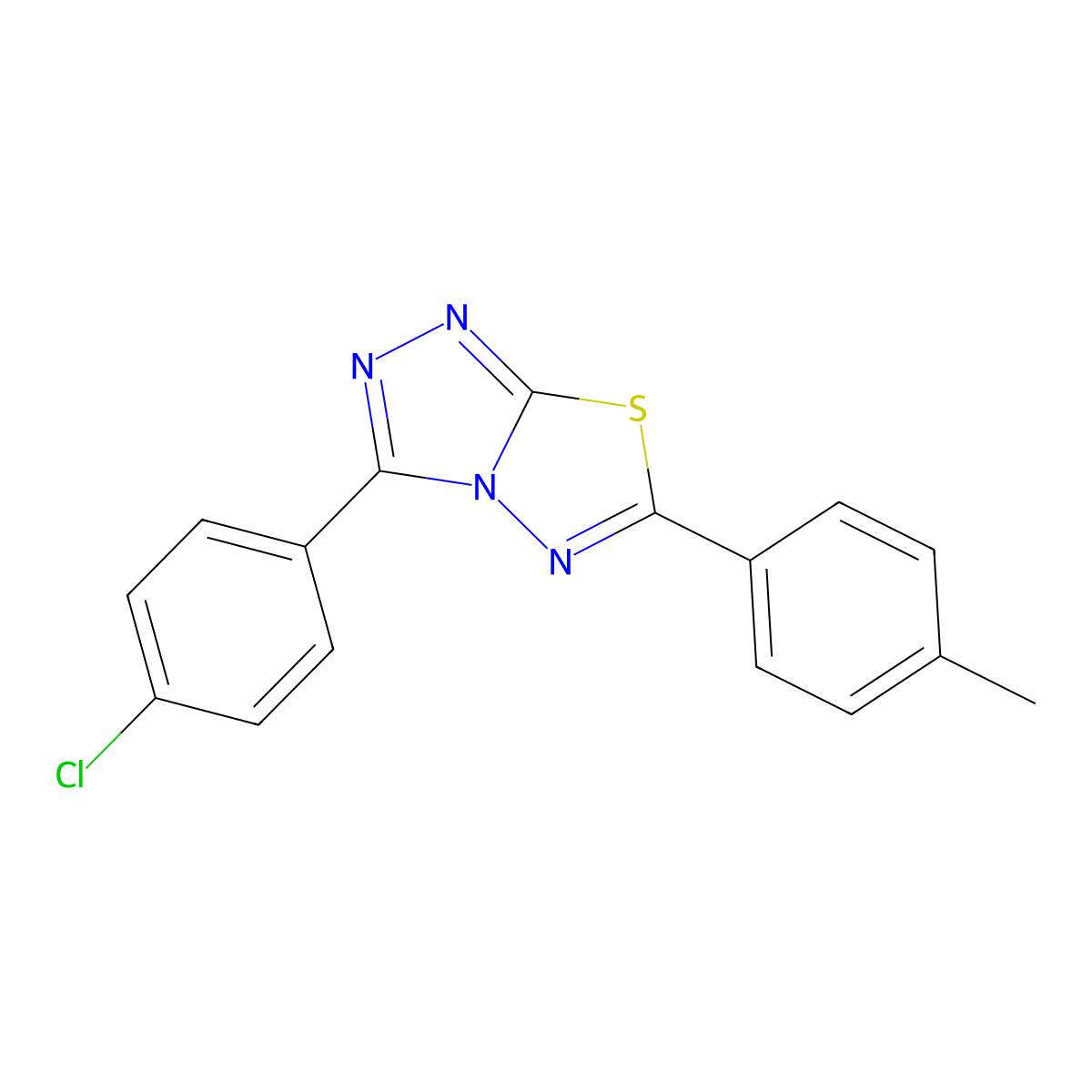 3-(4-Chlorophenyl)-6-(4-methylphenyl)[1,2,4]triazolo[3,4-b][1,3,4]thiadiazole molecular structure, CAS 120187-05-5