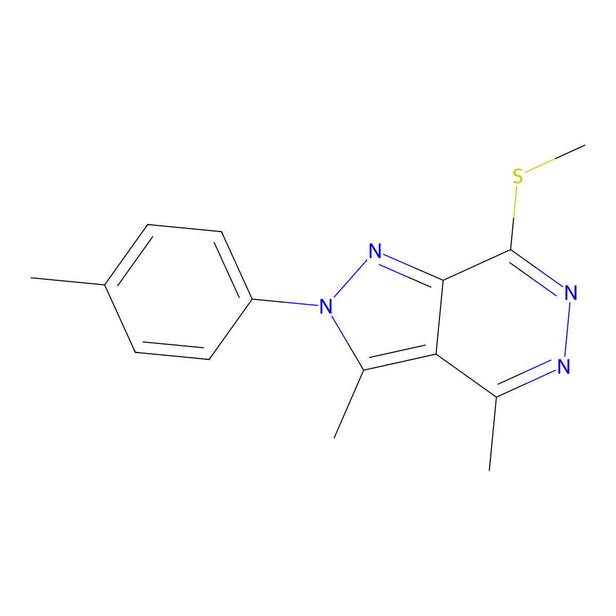 3,4-dimethyl-2-(4-methylphenyl)-2H-pyrazolo[3,4-d]pyridazin-7-yl methyl sulfide molecular structure, CAS 1201912-03-9