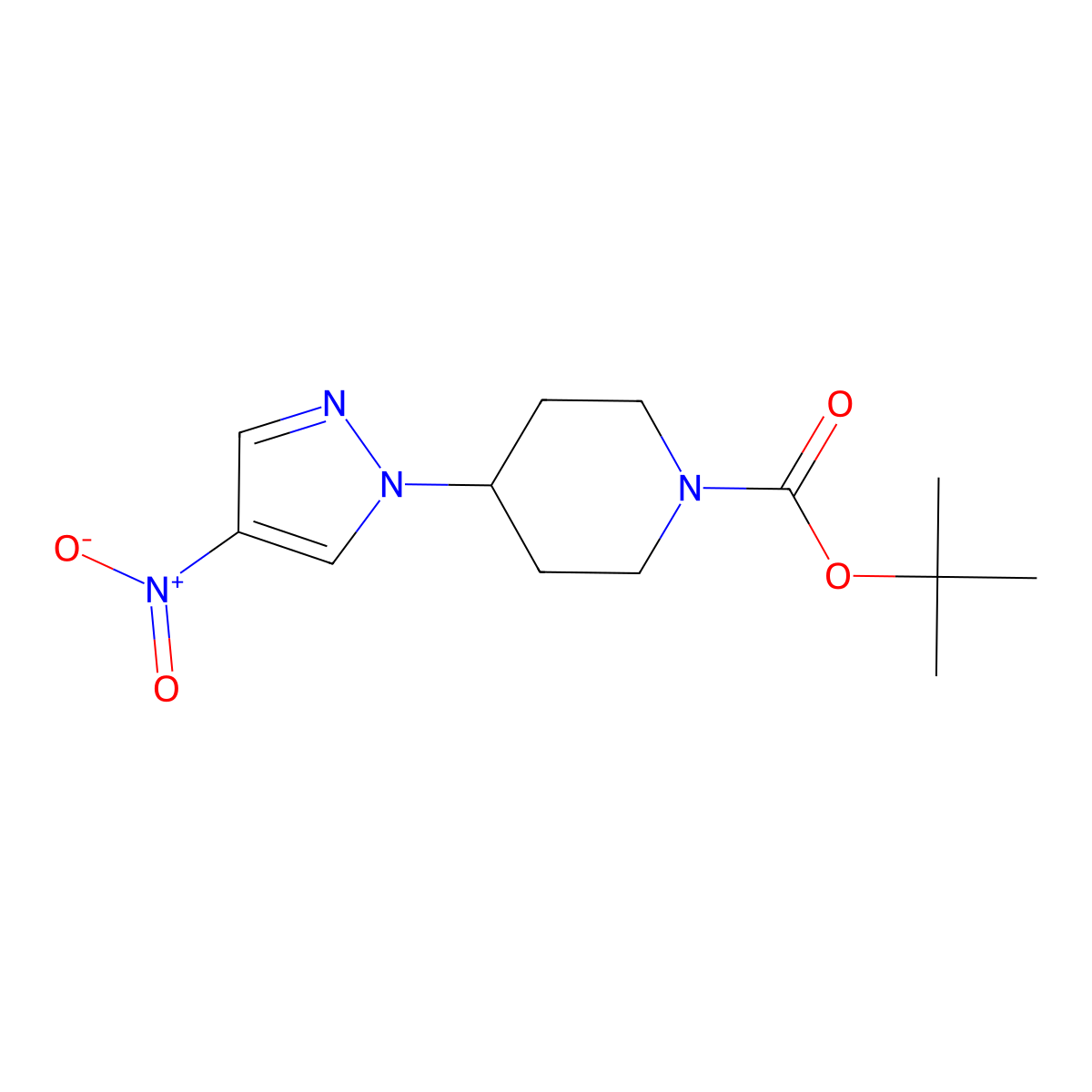 tert-butyl 4-(4-nitro-1H-pyrazol-1-yl)piperidine-1-carboxylate molecular structure, CAS 1201916-87-1