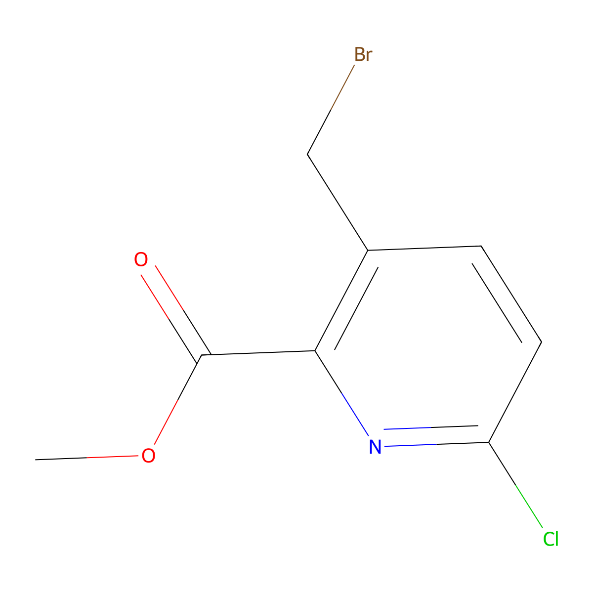 2-Pyridinecarboxylic acid, 3-(bromomethyl)-6-chloro-, methyl ester molecular structure, CAS 1201924-34-6