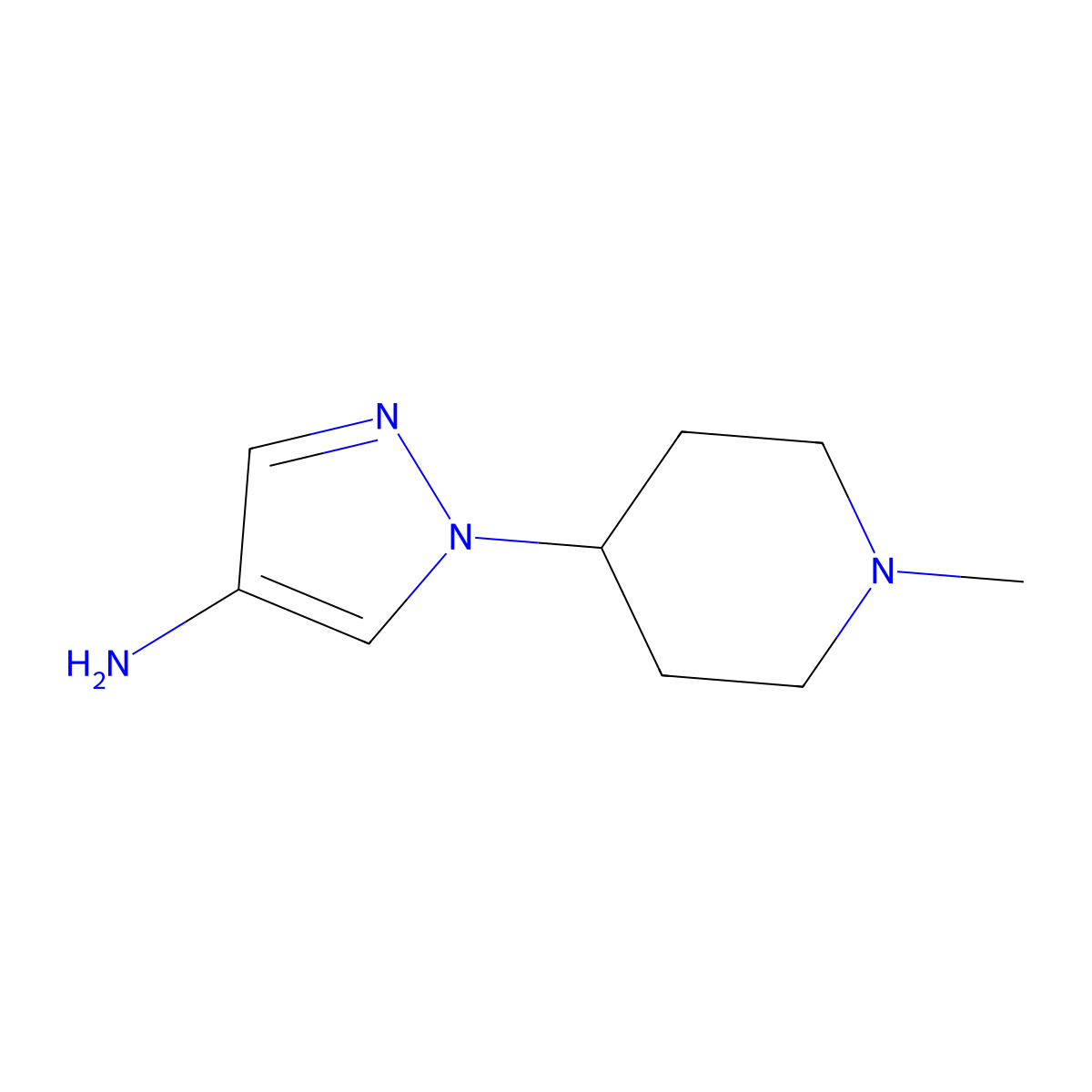 1-(1-methylpiperidin-4-yl)-1H-pyrazol-4-amine molecular structure, CAS 1201935-36-5