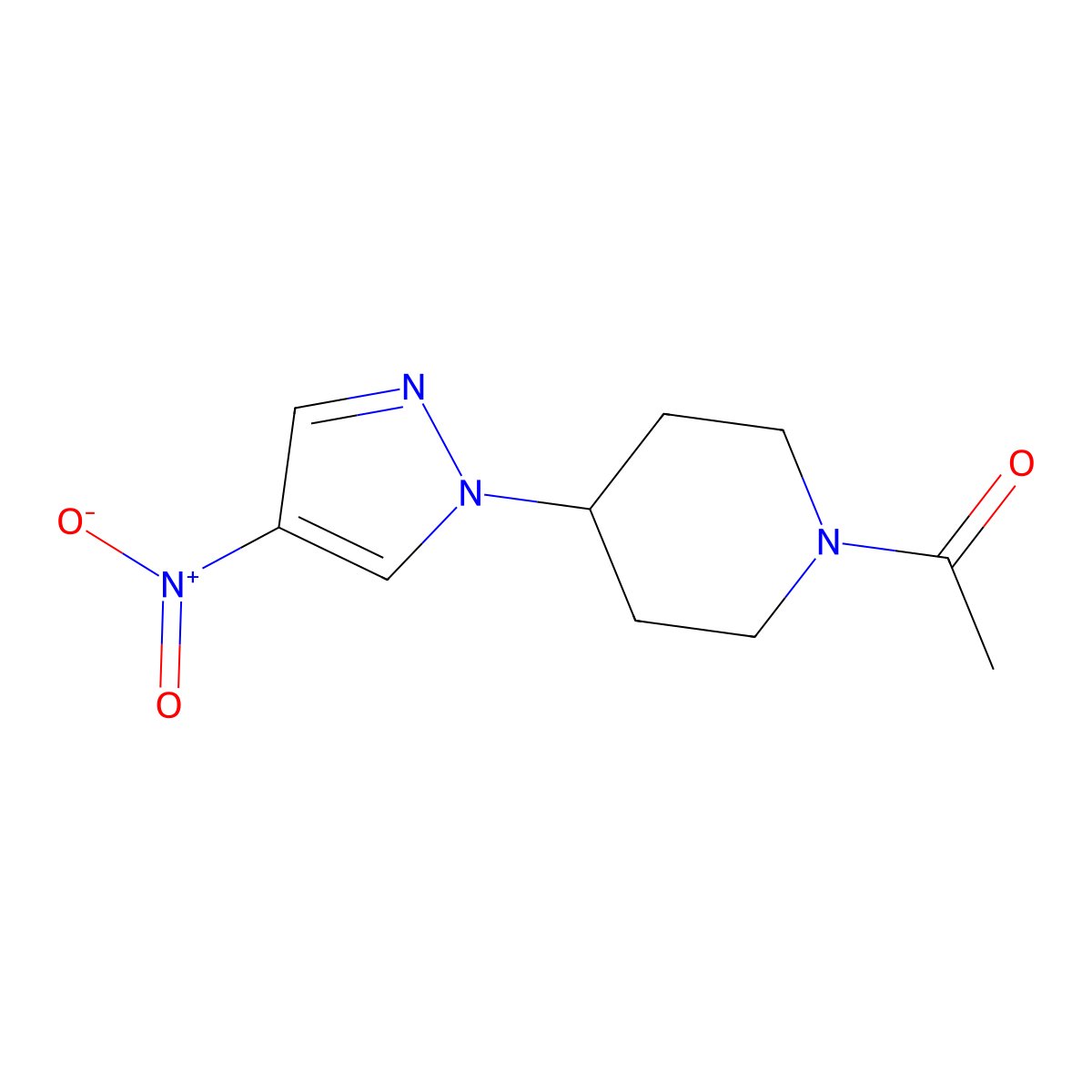 1-[4-(4-Nitropyrazol-1-yl)piperidin-1-yl]ethanone molecular structure, CAS 1201935-44-5