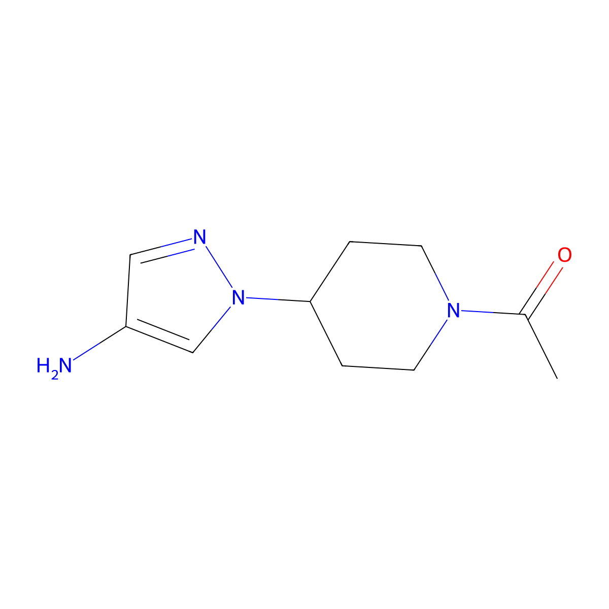 1-(4-(4-Amino-1H-pyrazol-1-yl)piperidin-1-yl)ethanone molecular structure, CAS 1201935-45-6