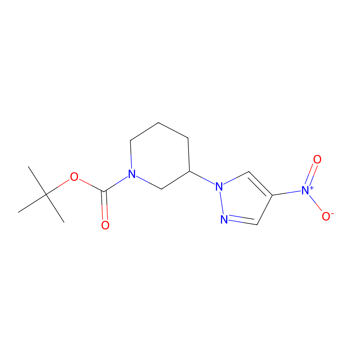 tert-Butyl 3-(4-nitro-1H-pyrazol-1-yl)piperidine-1-carboxylate molecular structure, CAS 1201935-53-6