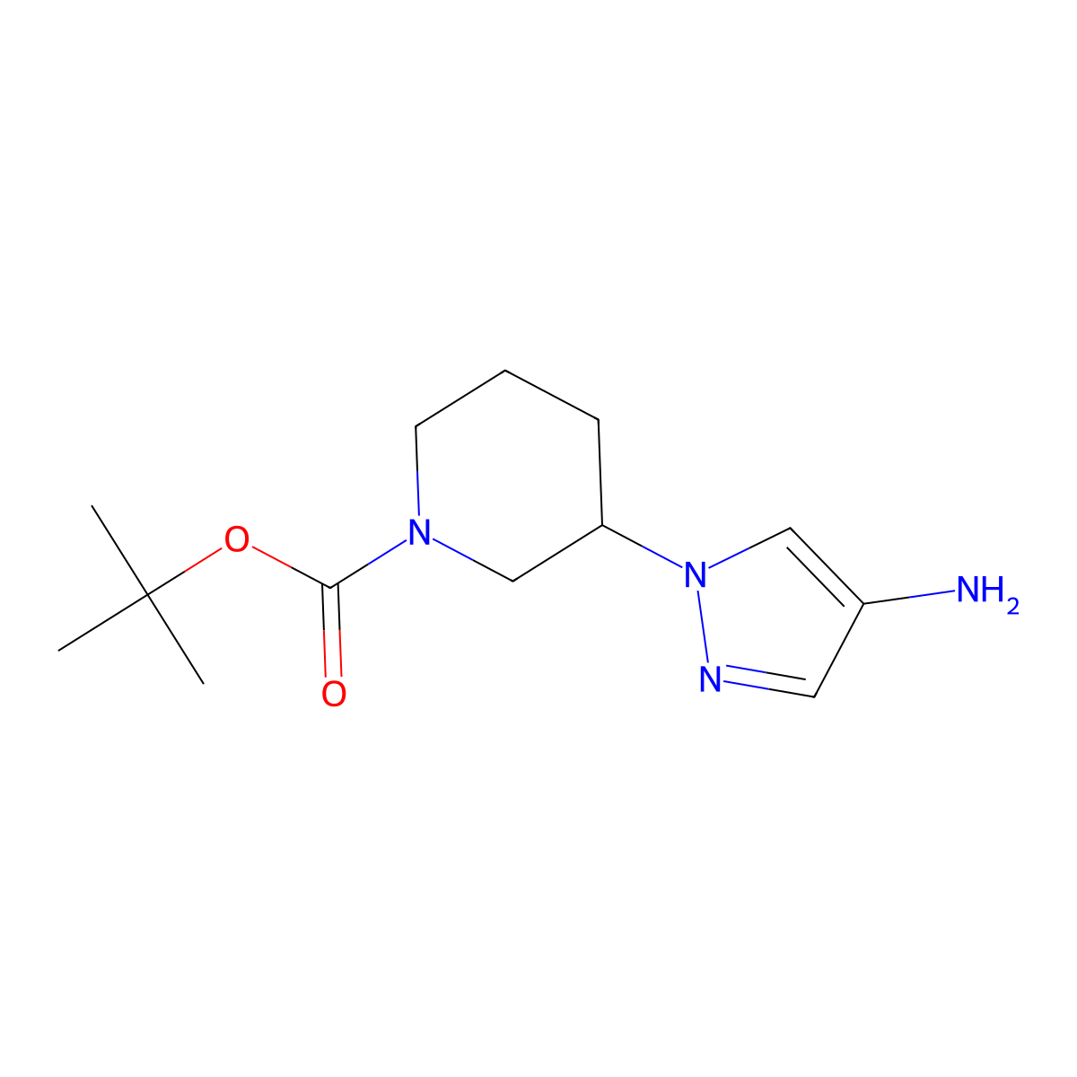 tert-butyl 3-(4-amino-1H-pyrazol-1-yl)piperidine-1-carboxylate molecular structure, CAS 1201935-54-7