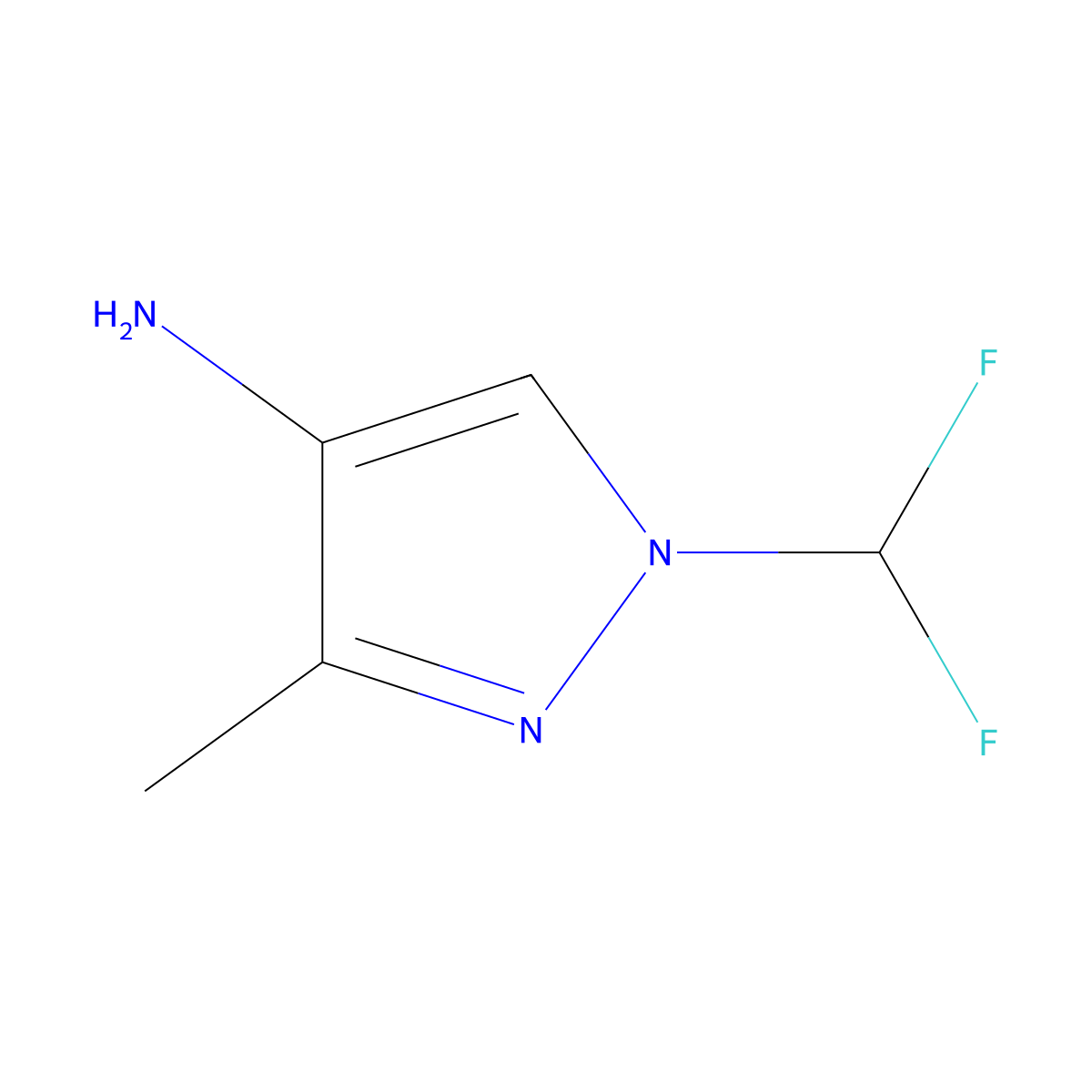 1-(difluoromethyl)-3-methyl-1H-pyrazol-4-amine molecular structure, CAS 1201935-88-7