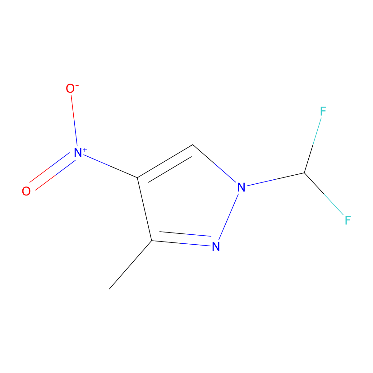 1-(Difluoromethyl)-3-methyl-4-nitro-1H-pyrazole molecular structure, CAS 1201935-89-8