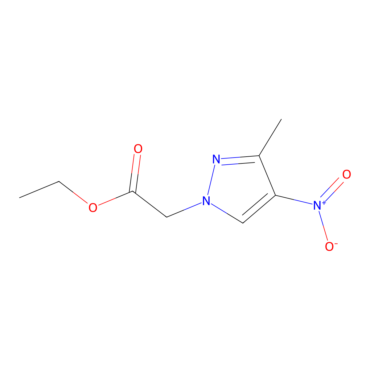 Ethyl 2-(3-methyl-4-nitro-1H-pyrazol-1-yl)acetate molecular structure, CAS 1201935-90-1