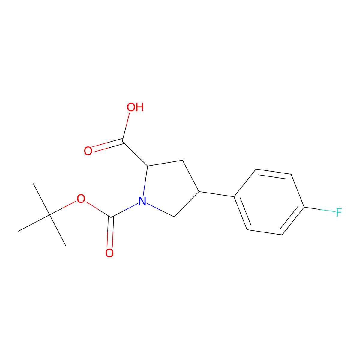 (2S,4R)-1-(tert-Butoxycarbonyl)-4-(4-fluorophenyl)pyrrolidine-2-carboxylic acid molecular structure, CAS 1201986-76-6