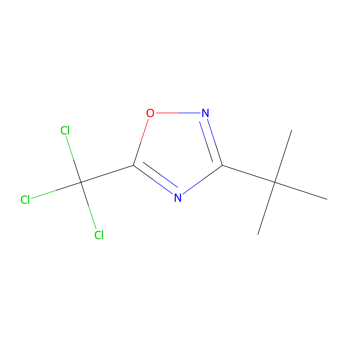 3-Tert-butyl-5-(trichloromethyl)-1,2,4-oxadiazole molecular structure, CAS 1202-15-9