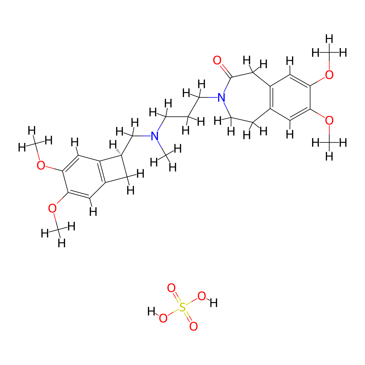 Ivabradine monosulfate molecular structure, CAS 1202000-62-1