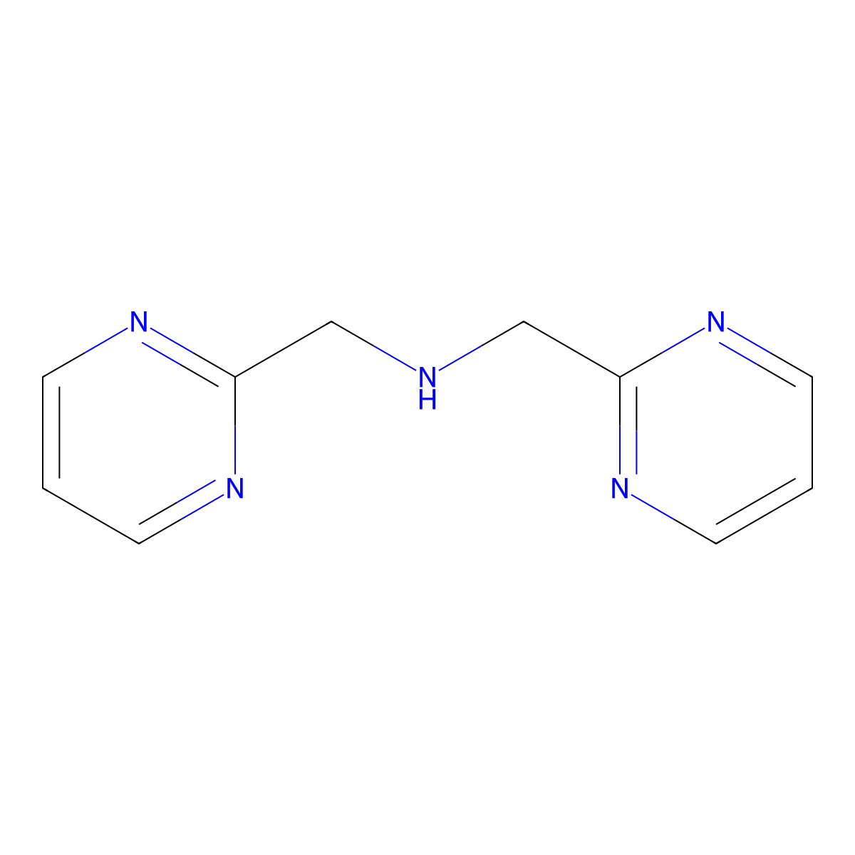 Bis(pyrimidin-2-ylmethyl)amine molecular structure, CAS 1202002-16-1