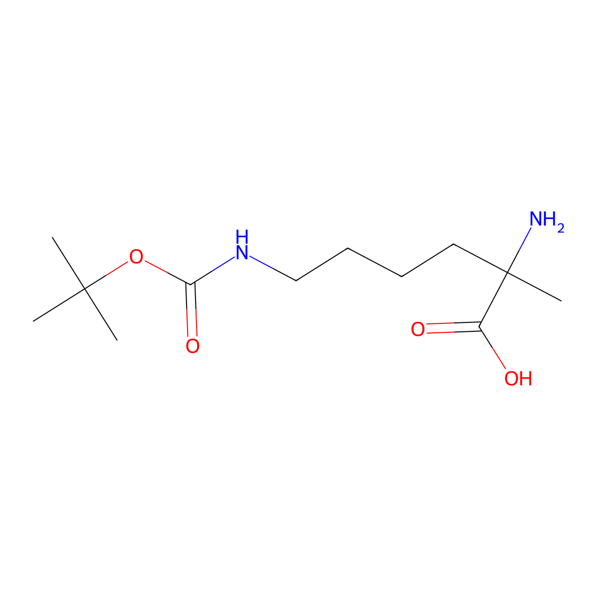 (S)-2-Amino-6-((tert-butoxycarbonyl)amino)-2-methylhexanoic acid molecular structure, CAS 1202003-44-8