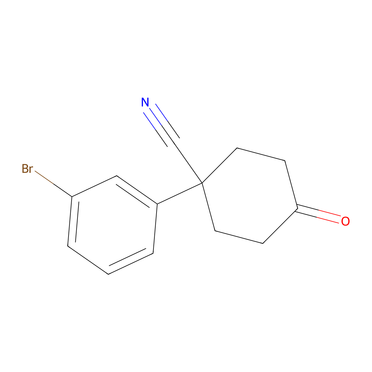 1-(3-Bromophenyl)-4-oxocyclohexanecarbonitrile molecular structure, CAS 1202006-92-5