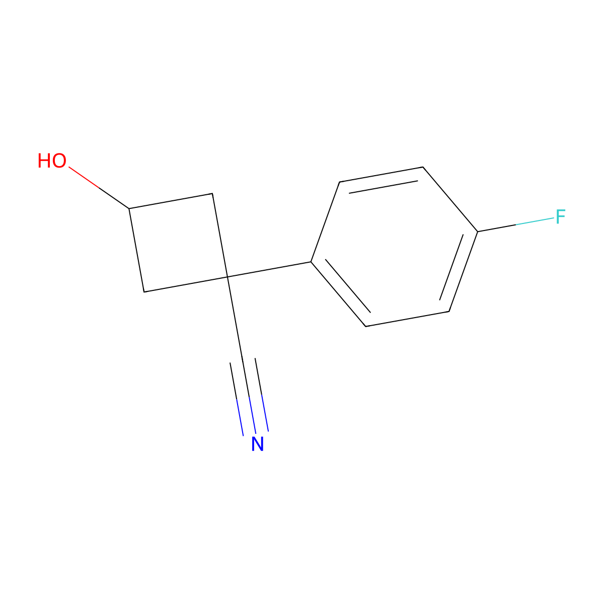 1-(4-Fluorophenyl)-3-hydroxycyclobutane-1-carbonitrile molecular structure, CAS 1202008-97-6
