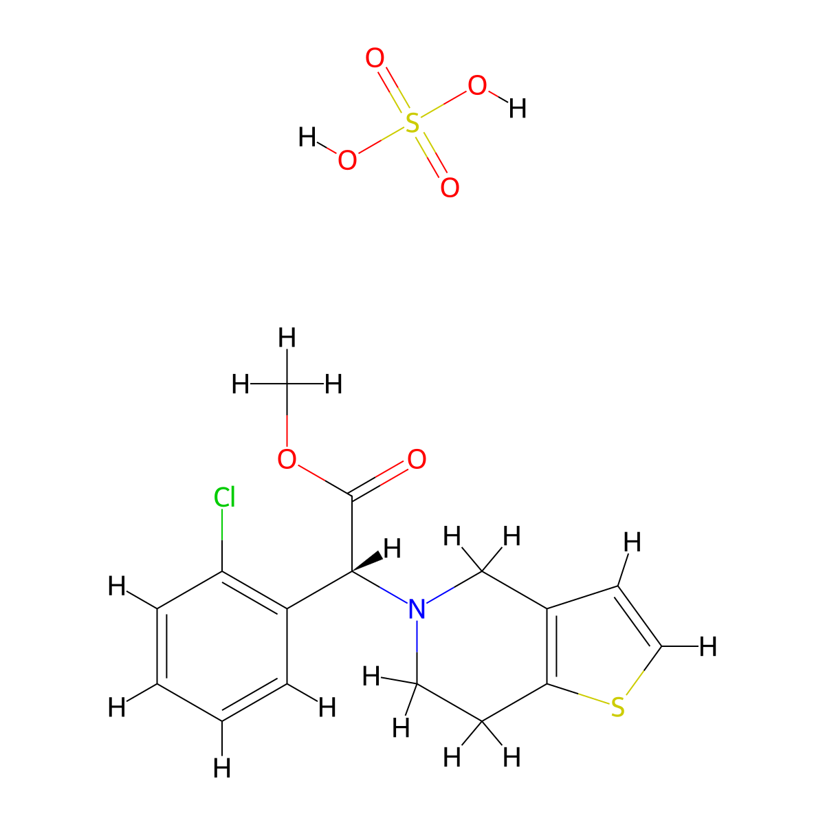 (R)-Clopidogrel bisulfate molecular structure, CAS 120202-71-3