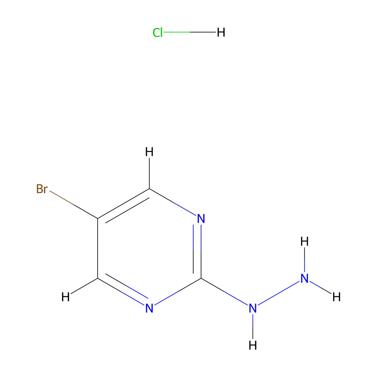 5-Bromo-2-hydrazinylpyrimidine hydrochloride molecular structure, CAS 1202028-85-0