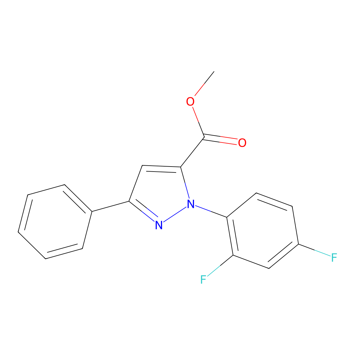 Methyl 1-(2,4-difluorophenyl)-3-phenyl-1H-pyrazole-5-carboxylate molecular structure, CAS 1202030-37-2