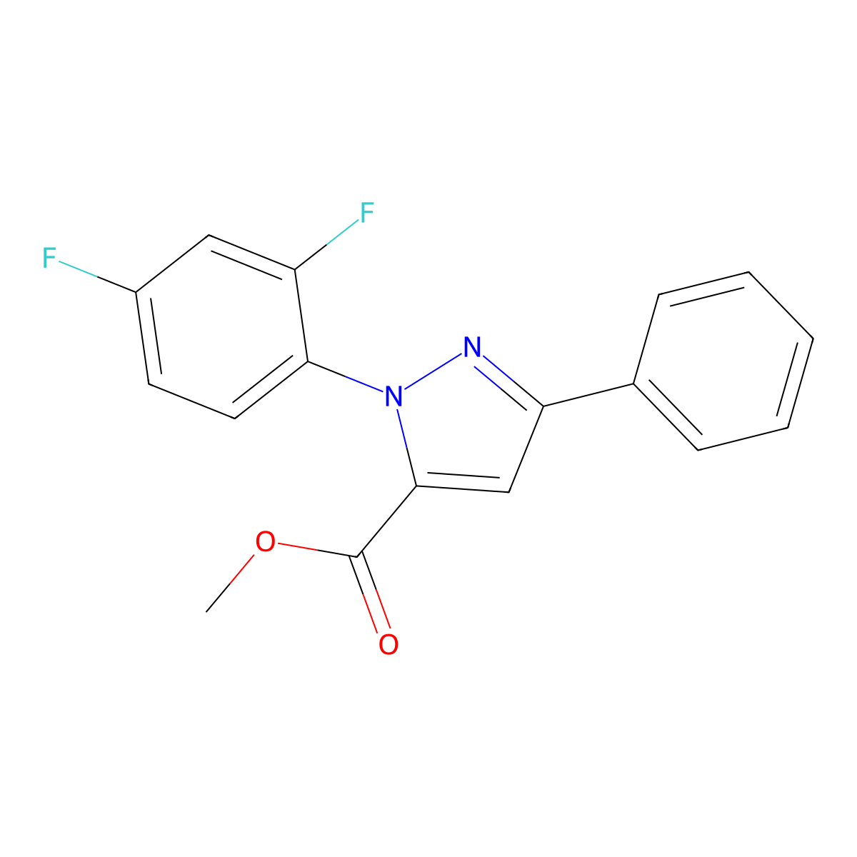 Methyl 1-(2,4-difluorophenyl)-3-phenyl-1H-pyrazole-5-carboxylate molecular structure, CAS 1202030-37-2