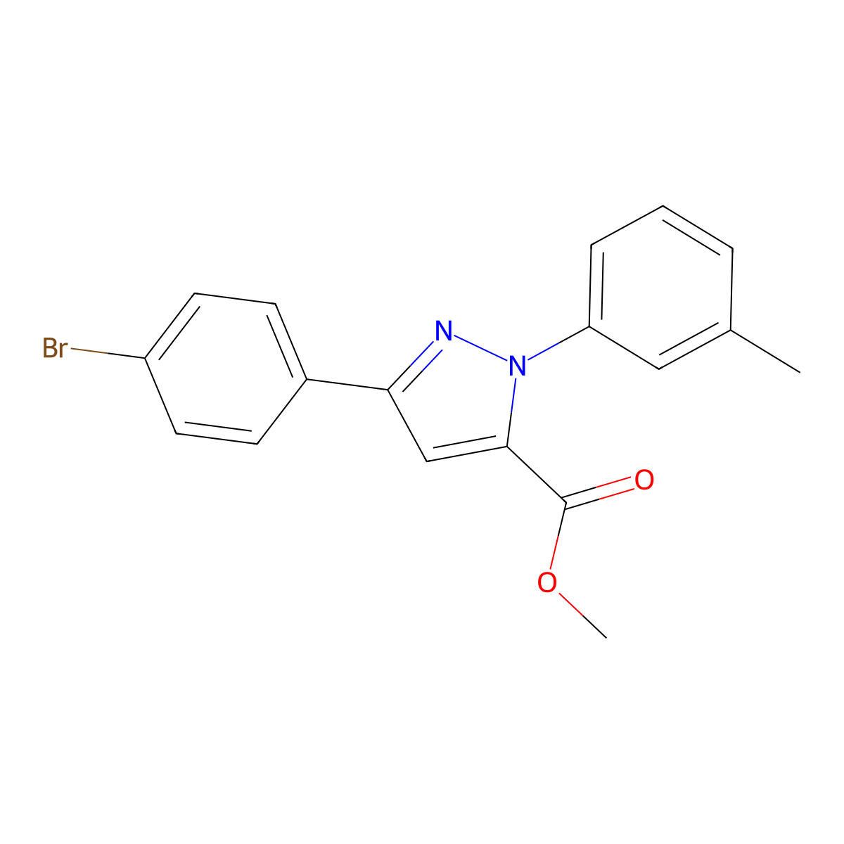 Methyl 3-(4-bromophenyl)-1-m-tolyl-1H-pyrazole-5-carboxylate molecular structure, CAS 1202030-61-2