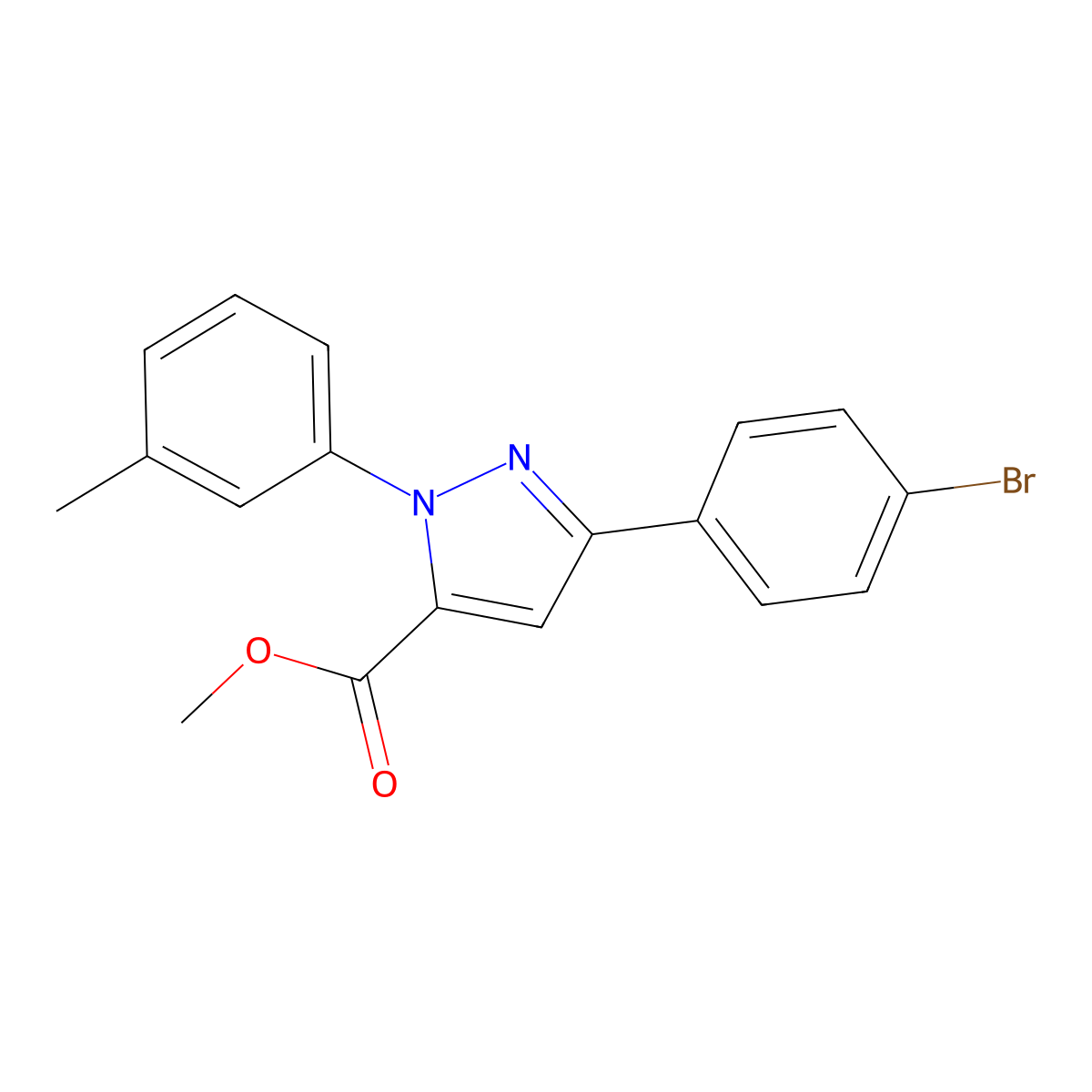 Methyl 3-(4-bromophenyl)-1-m-tolyl-1H-pyrazole-5-carboxylate molecular structure, CAS 1202030-61-2