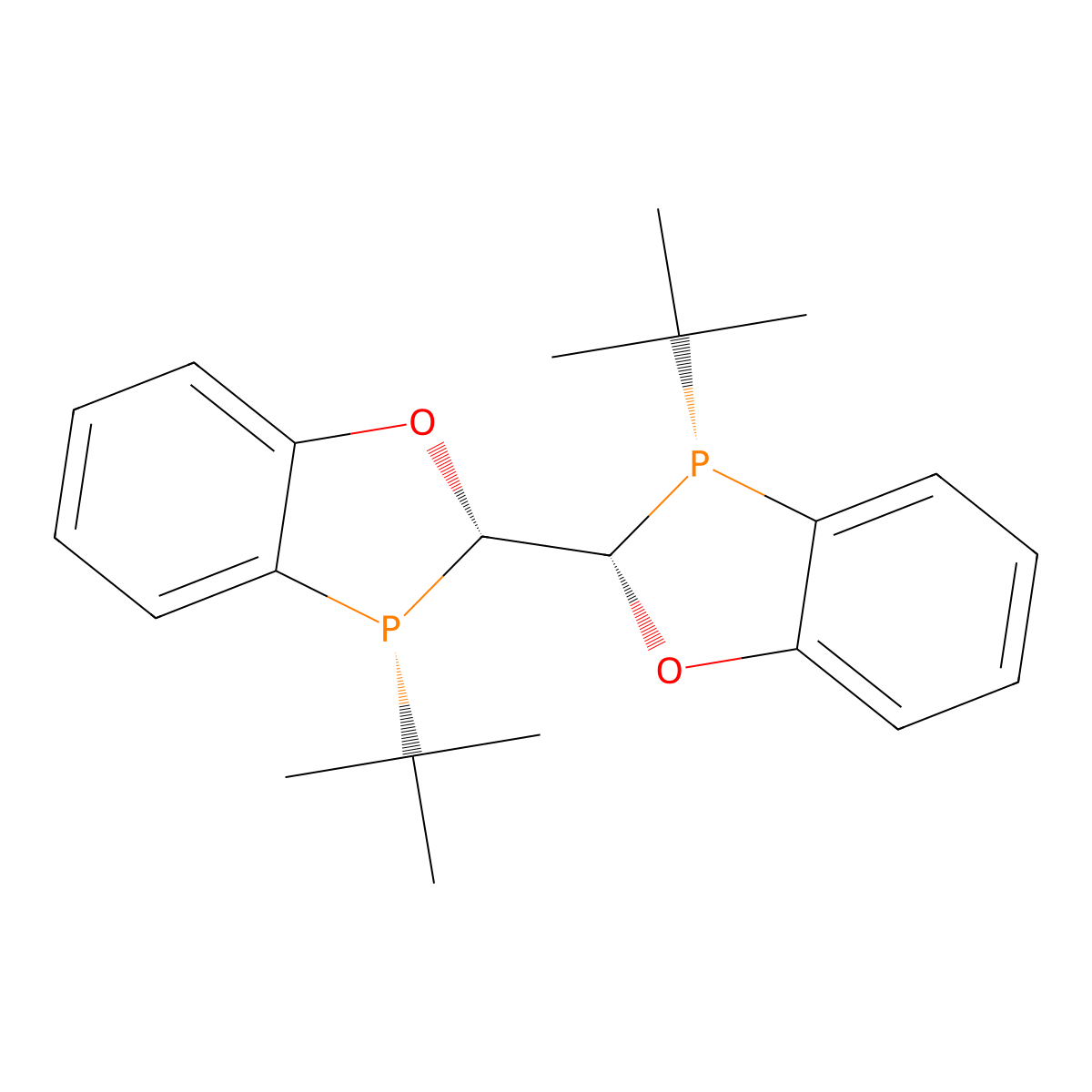 (2S,2'S,3S,3'S)-3,3'-Bis(1,1-dimethylethyl)-2,2',3,3'-tetrahydro-2,2'-bi-1,3-benzoxaphosphole , (2S,2'S,3S,3'S)-BIBOP molecular structure, CAS 1202033-17-7