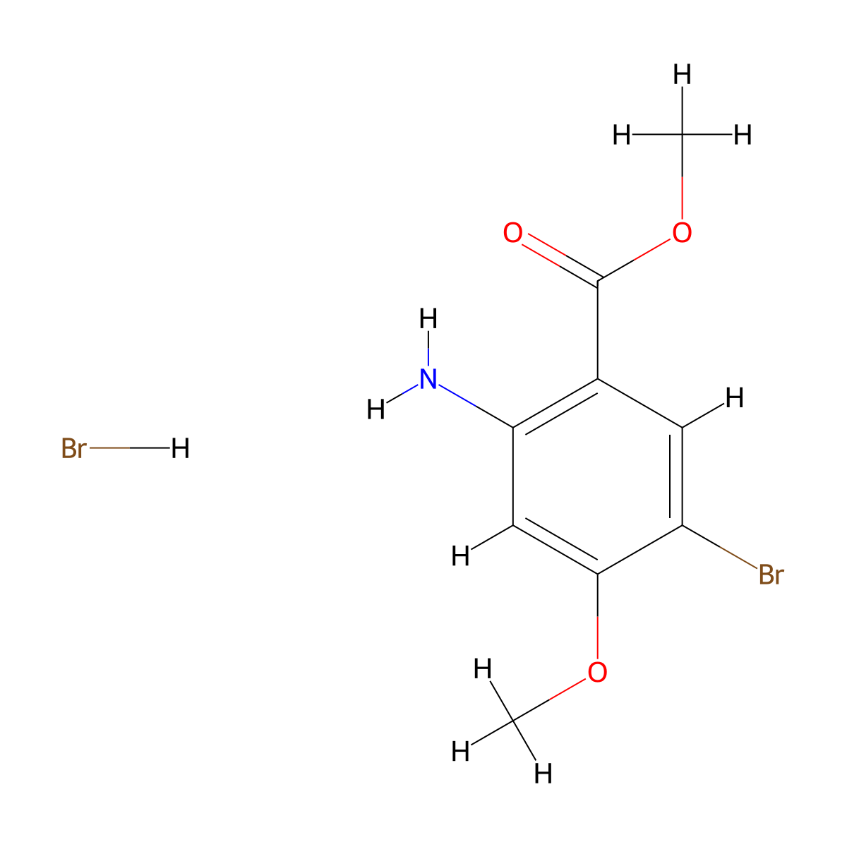 Methyl 2-amino-5-bromo-4-methoxybenzoate hydrobromide molecular structure, CAS 1202036-31-4