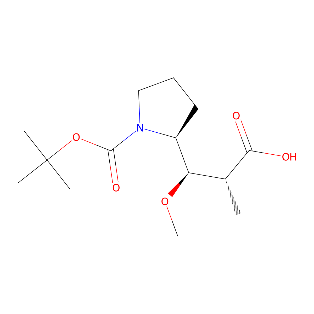 (2R,3R)-3-((2S)-1-(tert-Butoxycarbonyl)pyrrolidin-2-yl)-3-methoxy-2-methylpropanoic acid molecular structure, CAS 120205-50-7