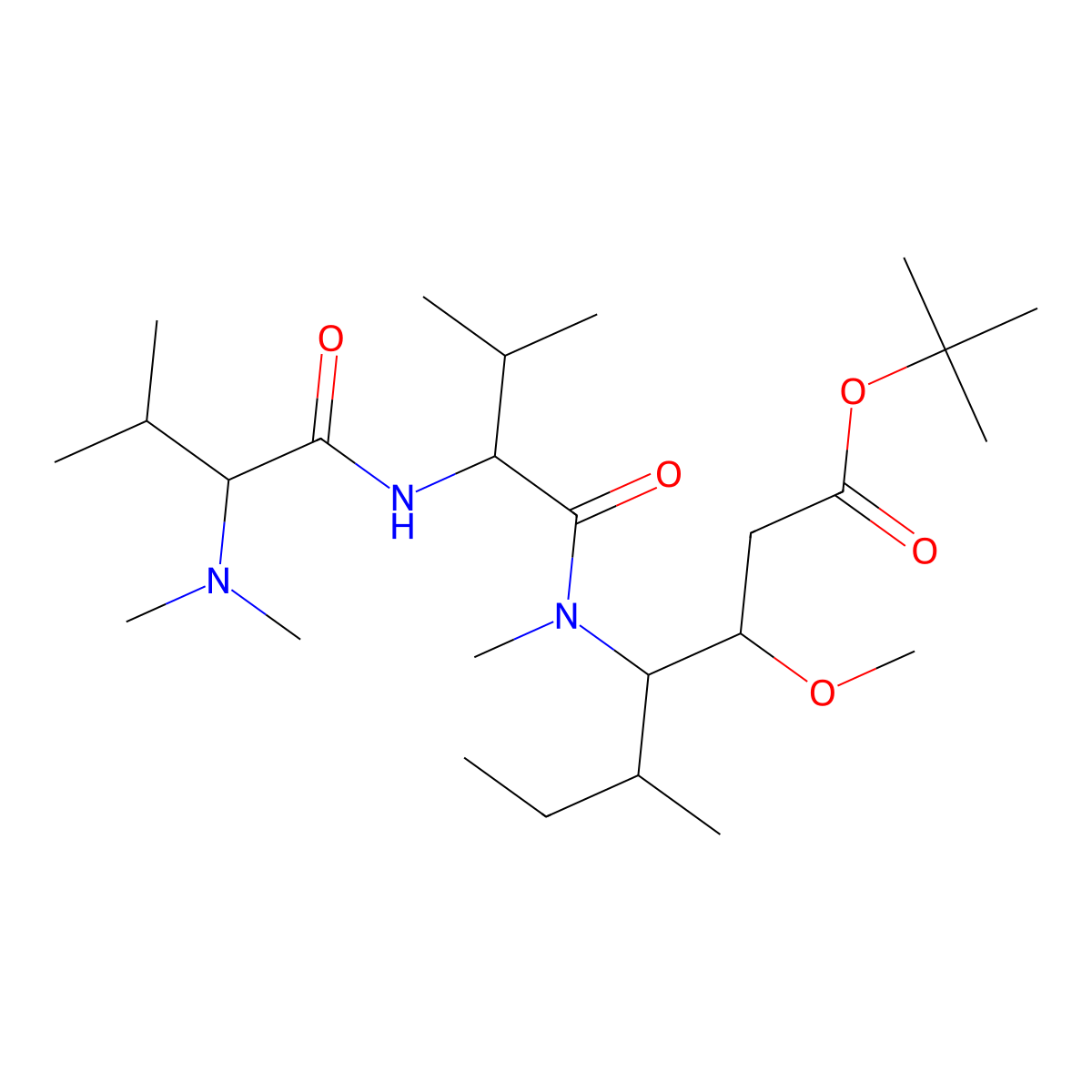 (3R,4S,5S)-Tert-butyl 4-((S)-2-((S)-2-(dimethylamino)-3-methylbutanamido)-N,3-dimethylbutanamido)-3-methoxy-5-methylheptanoate molecular structure, CAS 120205-53-0