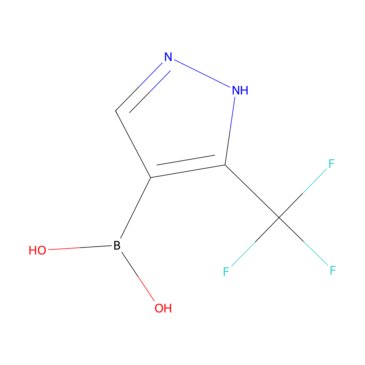(5-(Trifluoromethyl)-1H-pyrazol-4-yl)boronic acid molecular structure, CAS 1202054-12-3