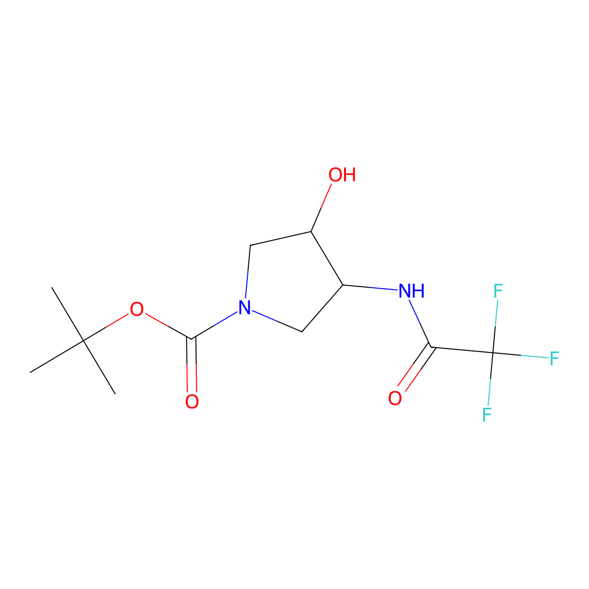 rac-tert-butyl (3R,4R)-3-hydroxy-4-(trifluoroacetamido)pyrrolidine-1-carboxylate molecular structure, CAS 1202067-37-5