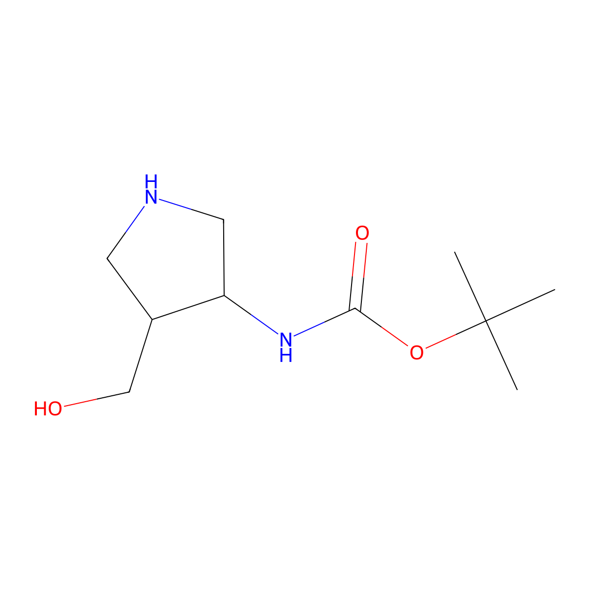 [cis-4-(Boc-amino)pyrrolidin-3-yl]methanol molecular structure, CAS 1202067-43-3