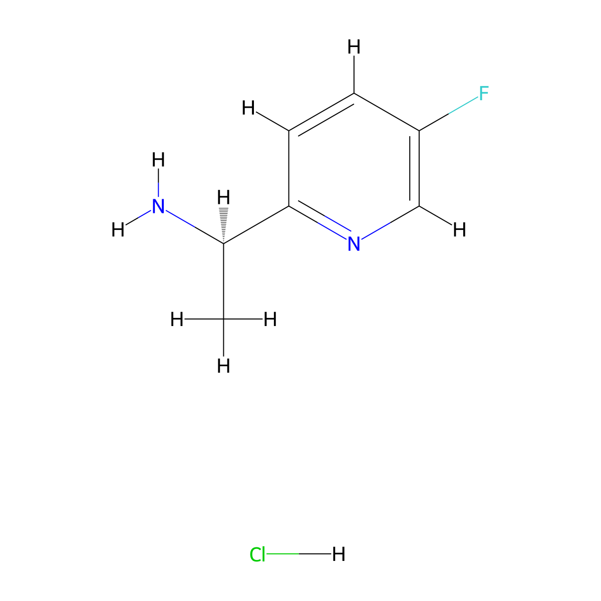 (1R)-1-(5-fluoropyridin-2-yl)ethan-1-amine hydrochloride molecular structure, CAS 1202070-39-0